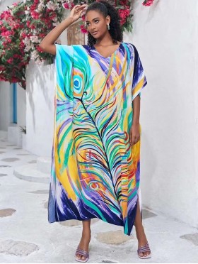 Feather Design Chiffon Dress 